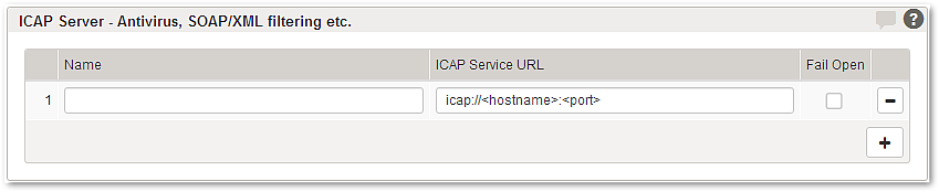 Section ICAP Server - Antivirus, SOAP_XML filtering etc