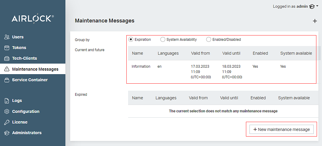 Adminapp - Maintenance Messages, Overview