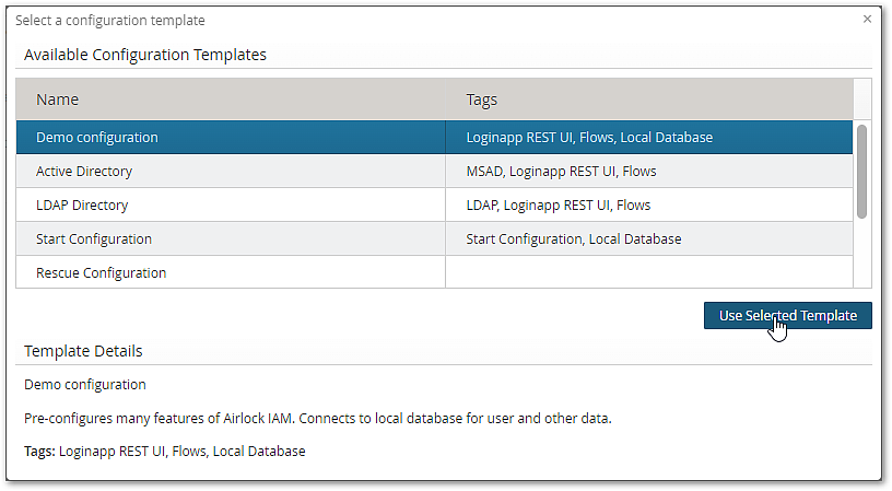 Select Demo configuration